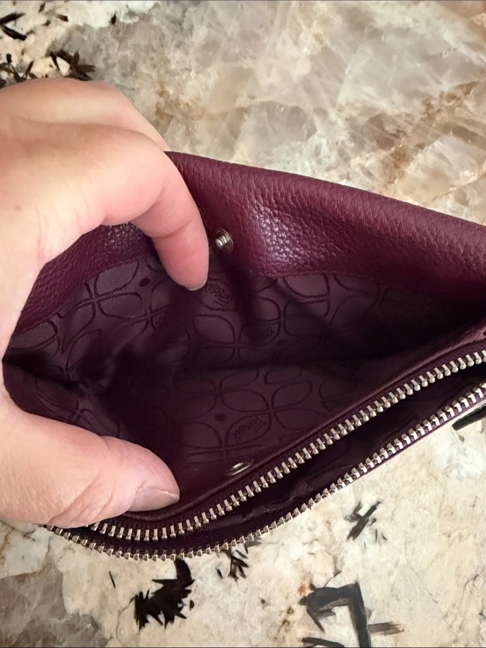 Genuine Leather Fossil Women's Long Wallet - Burgundy